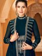 Blue Embroidered Anarkali Suit With Jacket