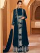 Blue Embroidered Anarkali Suit With Jacket