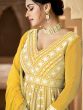 Yellow Chikankari Work Anarkali Suit