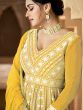 Yellow Chikankari Work Anarkali Suit