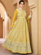 Yellow Chikankari Work Anarkali Suit