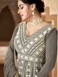 Grey Anarkali Suit With Chikankari Work