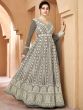 Grey Anarkali Suit With Chikankari Work