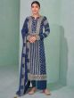 Blue Zari Embroidered Palazzo Suit In Georgette