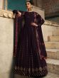Purple Long Anarkali Suit With Embroidery