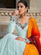 Blue Embroidered Anarkali Suit In Georgette