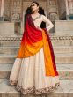 Cream Sequins Embroidered Anarkali Suit