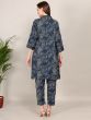 Blue Casual Co-Ord Set In Floral Print