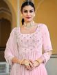 Pink Mirror Work Anarkali Salwar Suit