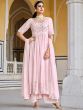 Pink Mirror Work Anarkali Salwar Suit