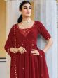 Maroon Festive Embroidered Anarkali Suit