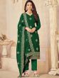 Green Embroidered Pant Stye Suit In Georgette