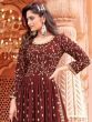 Brown Thread Embroidered Sharara Style Salwar Suit
