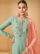 Turquoise Sharara Style Suit With Sequins Embroidery