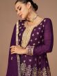 Purple Sequins Embroidered Flared Salwar Kameez