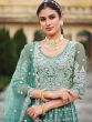 Blue Stone Embellished Anarkali Suit In Net