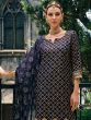 Blue Zari Embroidered Salwar Suit With Dupatta