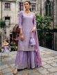 Purple Sequins Embellished Sharara Suit Set