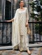 White Festive Wear Salwar Kameez In Chiffon