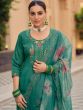 Green Art Silk Embroidered Pant Suit Set