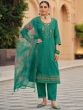 Green Art Silk Embroidered Pant Suit Set