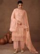 Peach Embroidered Salwar Kameez In Organza