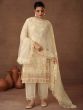 Cream Organza Salwar Kameez With Pant Style