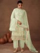Green Organza Pant Style Suit Set In Organza
