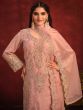 Pink Organza Suit With Zari Embroidery In Pant Style