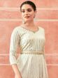 Beige And White Sequined Long Anarkali Suit