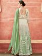 Green Party Wear Anarkali Suit With Embroidery