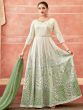 Green Party Wear Anarkali Suit With Embroidery