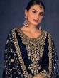 Blue Zari Embroidered Salwar Kameez With Palazzo