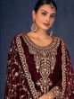Red Palazzo Style Salwar Suit With Zari Embroidery