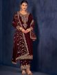 Red Palazzo Style Salwar Suit With Zari Embroidery