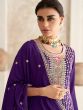 Purple Pant Style Salwar Kameez With Dupatta