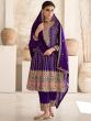 Purple Pant Style Salwar Kameez With Dupatta
