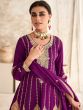 Purple Embroidered Salwar Suit With Pant 