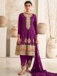 Purple Embroidered Salwar Suit With Pant 
