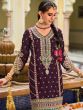 Purple Silk Palazzo Salwar Suit In Gota Patti Work
