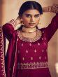 Maroon Zari Work Anarkali Salwar Kameez In Silk