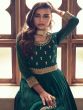 Dark Green Wedding Wear Silk Suit In Anarkali Style