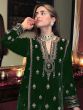 Deep Green Velvet Salwar Suit In Palazzo Style