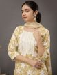 Yellow Casual Wear Cotton Suit With Floral Print