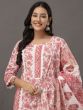 Salmon Pink Printed Cotton Salwar Suit In Casual Wear
