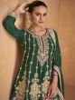 Dark Green Zari Embroidered Chinon Salwar Kameez