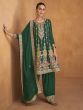 Dark Green Zari Embroidered Chinon Salwar Kameez