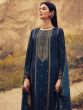 Navy Blue Salwar Kameez With Pant Style In Silk
