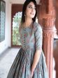 Grey Digital Printed Readymade Indowestern Gown