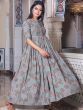 Grey Digital Printed Readymade Indowestern Gown